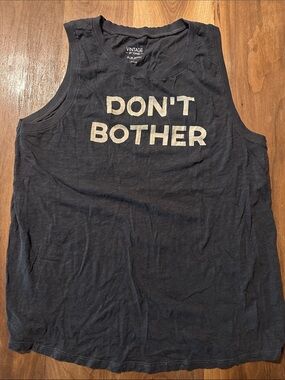 Vintage by Torrid  'Don't Bother' Women’s Slub Knit Tank Top - Black Sz 1